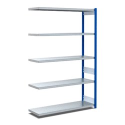 Bito Fachbodenregal Typ:EL mit 5 Fachböden L1008xH2000xT424 mm, Anbaufeld 100 kg enzianblau