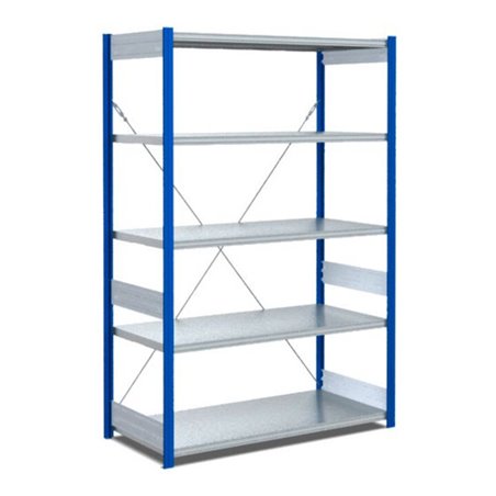 Bito Fachbodenregal Typ:EL mit 5 Fachböden L1058xH2000xT624 mm, Grundfeld 100 kg enzianblau