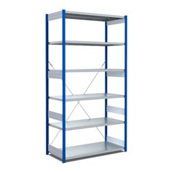 Bito Fachbodenregal Typ:EL mit 6 Fachböden L1058xH2500xT624 mm, Grundfeld 100 kg enzianblau