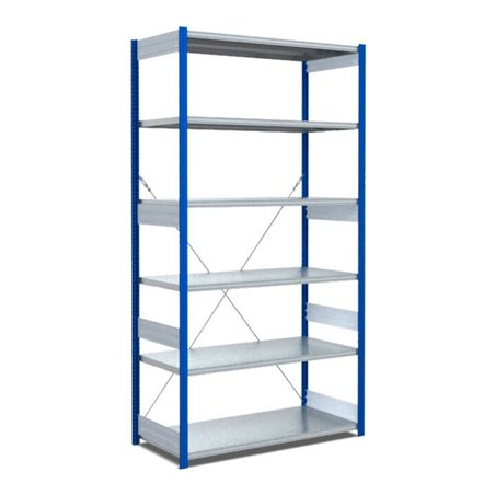 Bito Fachbodenregal Typ:EL mit 6 Fachböden L1058xH2500xT624 mm, Grundfeld 100 kg enzianblau