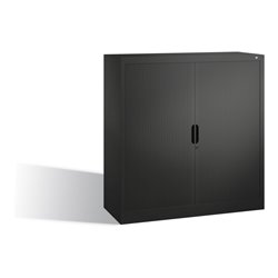 C+P Akten-Sideboard Omnispace mit Rollladen, 3 Ordnerhöhen, H1230xB1200xT420mm Schwarzgrau