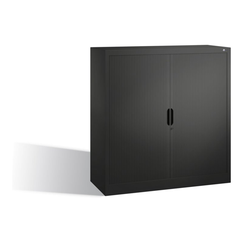 C+P Akten-Sideboard Omnispace mit Rollladen, 3 Ordnerhöhen, H1230xB1200xT420mm Schwarzgrau