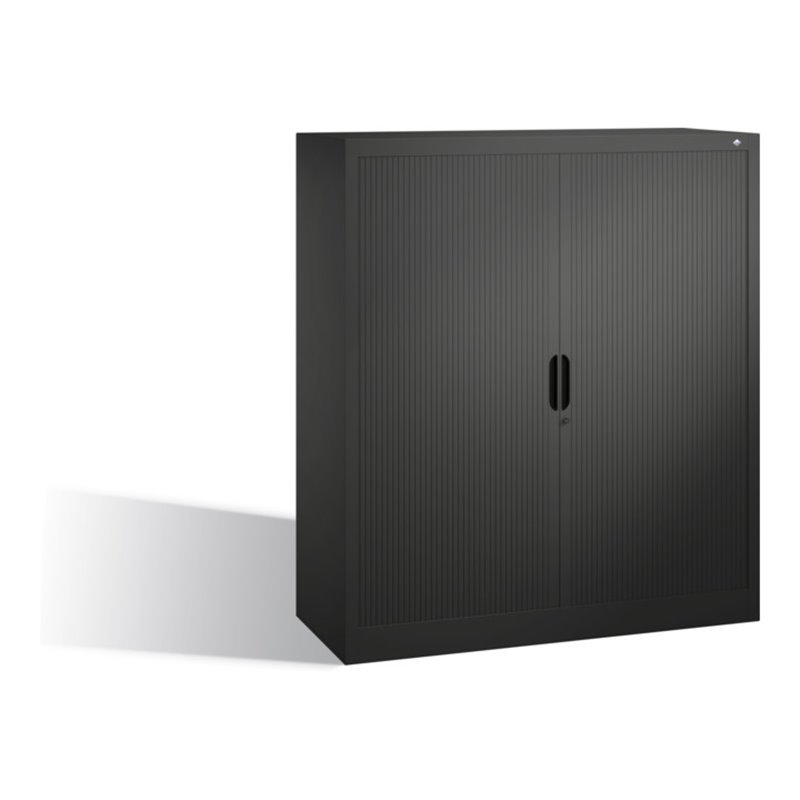 C+P Akten-Sideboard Omnispace mit Rollladen, 3 Ordnerhöhen, H1345xB1200xT420mm Schwarzgrau