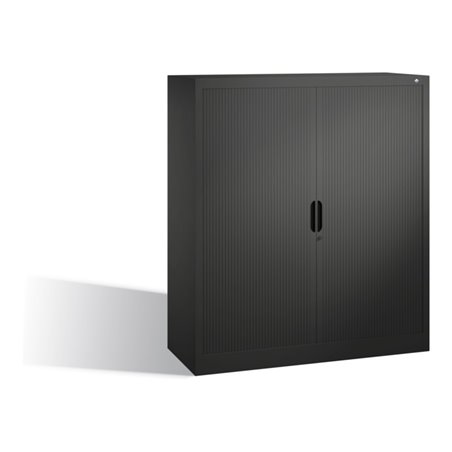 C+P Akten-Sideboard Omnispace mit Rollladen, 3 Ordnerhöhen, H1345xB1200xT420mm Schwarzgrau