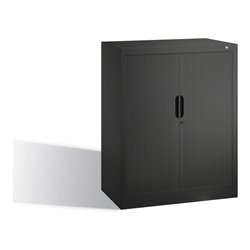 C+P Akten-Sideboard Omnispace mit Rollladen, 2 Ordnerhöhen, H1030xB800xT420mm Schwarzgrau