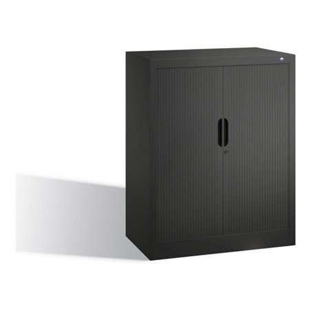 C+P Akten-Sideboard Omnispace mit Rollladen, 2 Ordnerhöhen, H1030xB800xT420mm Schwarzgrau