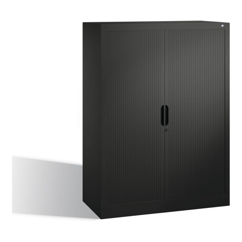 C+P Akten-Sideboard Omnispace mit Rollladen, 3 Ordnerhöhen, H1345xB1000xT420mm Schwarzgrau