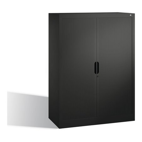C+P Akten-Sideboard Omnispace mit Rollladen, 3 Ordnerhöhen, H1345xB1000xT420mm Schwarzgrau