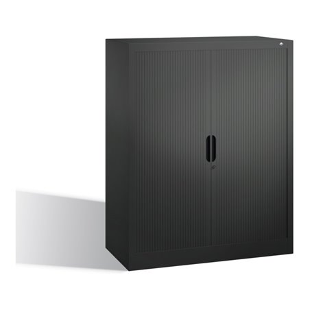 C+P Akten-Sideboard Omnispace mit Rollladen, 3 Ordnerhöhen, H1230xB1000xT420mm Schwarzgrau