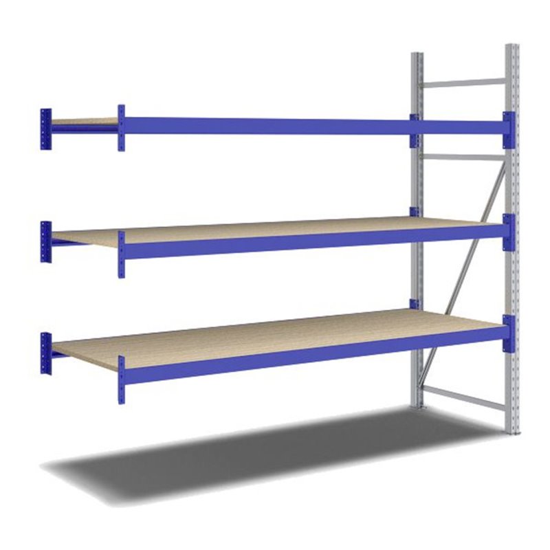 Bito Weitspannregal Set / F2 Anbaufeld 3 Ebenen H2000xT800xB2200 mm, Spanplatte enzianblau