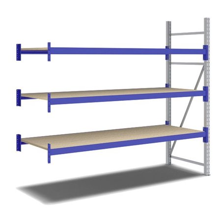Bito Weitspannregal Set / F2 Anbaufeld 3 Ebenen H2000xT800xB2200 mm, Spanplatte enzianblau