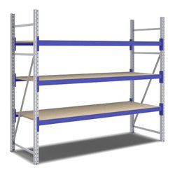 Bito Weitspannregal Set / F2 Grundfeld 3 Ebenen H2000xT800xB2200 mm, Spanplatte enzianblau