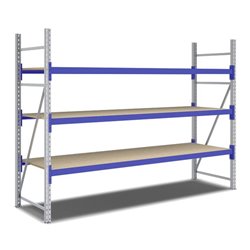 Bito Weitspannregal Set / F2 Grundfeld 3 Ebenen H2000xT800xB2700 mm, Spanplatte enzianblau