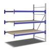 Bito Weitspannregal Set / F2 Anbaufeld 3 Ebenen H2000xT1100xB1800 mm, Spanplatte enzianblau