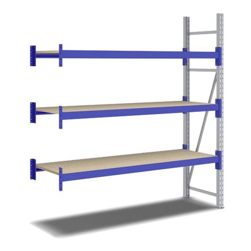 Bito Weitspannregal Set / F2 Anbaufeld 3 Ebenen H2000xT600xB1800 mm, Spanplatte enzianblau