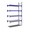 Bito Weitspannregal Set / F2 Anbaufeld 4 Ebenen H2500xT600xB1350 mm, Spanplatte enzianblau