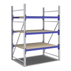 Bito Weitspannregal Set / F2 Grundfeld 3 Ebenen H2000xT1100xB1350 mm, Spanplatte enzianblau