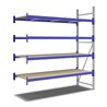 Bito Weitspannregal Set / F2 Anbaufeld 4 Ebenen H2500xT800xB2200 mm, Spanplatte enzianblau