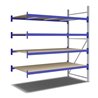 Bito Weitspannregal Set / F2 Anbaufeld 4 Ebenen H2500xT1100xB2200 mm, Spanplatte enzianblau