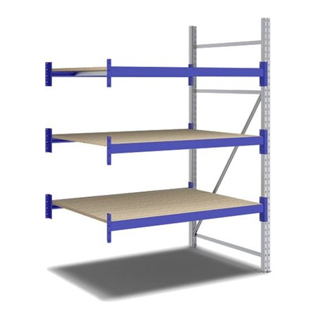 Bito Weitspannregal Set / F2 Anbaufeld 3 Ebenen H2000xT1100xB1350 mm, Spanplatte enzianblau