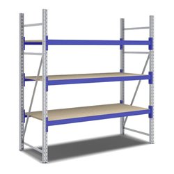 Bito Weitspannregal Set / F2 Grundfeld 3 Ebenen H2000xT800xB1800 mm, Spanplatte enzianblau