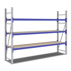 Bito Weitspannregal Set / F2 Grundfeld 3 Ebenen H2000xT600xB2700 mm, Spanplatte enzianblau