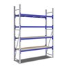 Bito Weitspannregal Set / F2 Grundfeld 4 Ebenen H2500xT600xB1800 mm, Spanplatte enzianblau