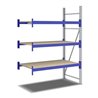 Bito Weitspannregal Set / F2 Anbaufeld 3 Ebenen H2000xT800xB1350 mm, Spanplatte enzianblau