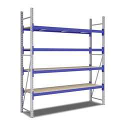 Bito Weitspannregal Set / F2 Grundfeld 4 Ebenen H2500xT600xB2200 mm, Spanplatte enzianblau