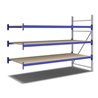 Bito Weitspannregal Set / F2 Anbaufeld 3 Ebenen H2000xT1100xB2700 mm, Spanplatte enzianblau