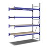 Bito Weitspannregal Set / F2 Anbaufeld 4 Ebenen H2500xT800xB1800 mm, Spanplatte enzianblau