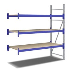 Bito Weitspannregal Set / F2 Anbaufeld 3 Ebenen H2000xT800xB1800 mm, Spanplatte enzianblau