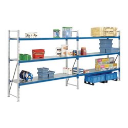 Bito Weitspannregal Set / F3 Grundfeld 3 Ebenen H2000xT1100xB2700 mm, Stahlsegment enzianblau