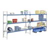 Bito Weitspannregal Set / F3 Grundfeld 4 Ebenen H2500xT1100xB2200 mm, Stahlsegment enzianblau