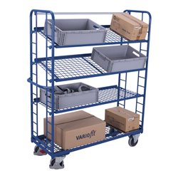 VARIOfit Etagenwagen mit 4 Drahtgitterböden 1.355 x 550 mm