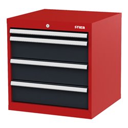 STIER Schubladenschrank mit 4 Schubladen BxTxH 600x575x620 mm rot/anthrazitgrau