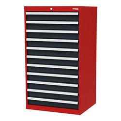 STIER Schubladenschrank mit 11 Schubladen BxTxH 700x575x1220 mm rot/anthrazitgrau