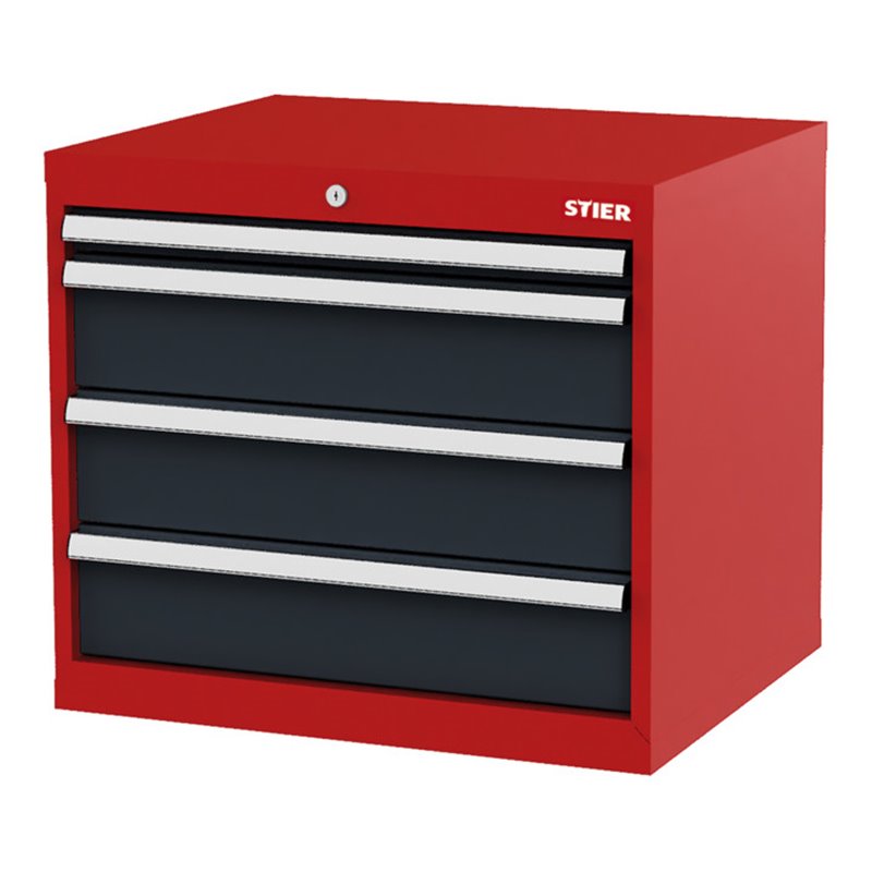 STIER Schubladenschrank mit 4 Schubladen BxTxH 700x575x620 mm rot/anthrazitgrau