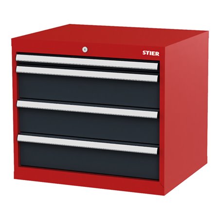 STIER Schubladenschrank mit 4 Schubladen BxTxH 700x575x620 mm rot/anthrazitgrau