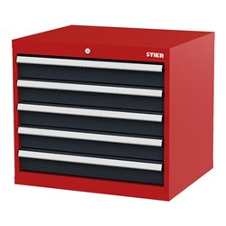 STIER Schubladenschrank mit 5 Schubladen BxTxH 700x575x620 mm rot/anthrazitgrau