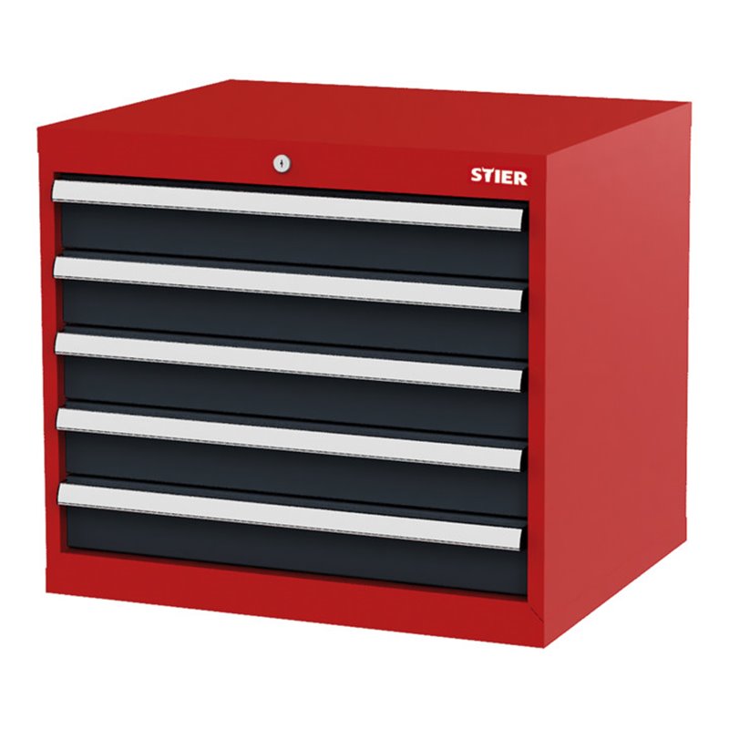 STIER Schubladenschrank mit 5 Schubladen BxTxH 700x575x620 mm rot/anthrazitgrau