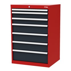 STIER Schubladenschrank mit 7 Schubladen BxTxH 700x575x1020 mm rot/anthrazitgrau