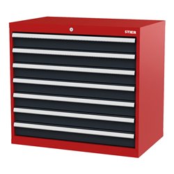 STIER Schubladenschrank mit 7 Schubladen BxTxH 900x575x820 mm rot/anthrazitgrau