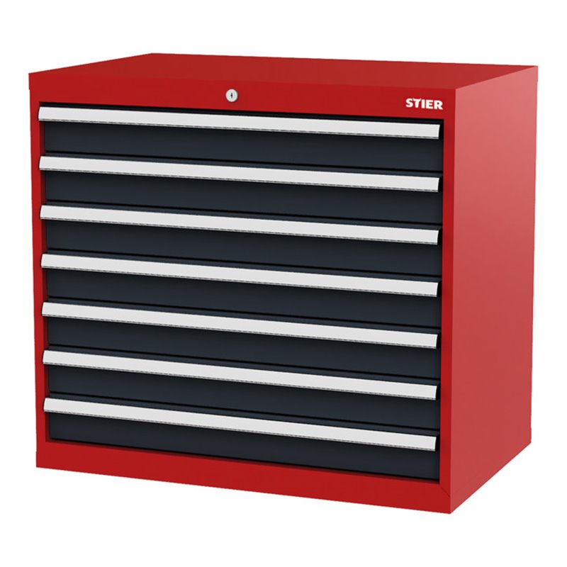 STIER Schubladenschrank mit 7 Schubladen BxTxH 900x575x820 mm rot/anthrazitgrau