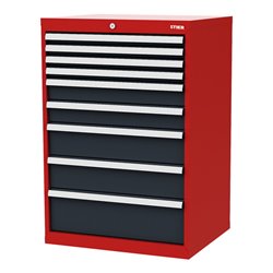 STIER Schubladenschrank mit 9 Schubladen BxTxH 700x575x1020 mm rot/anthrazitgrau