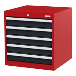 STIER Schubladenschrank mit 5 Schubladen BxTxH 600x575x620 mm rot/anthrazitgrau