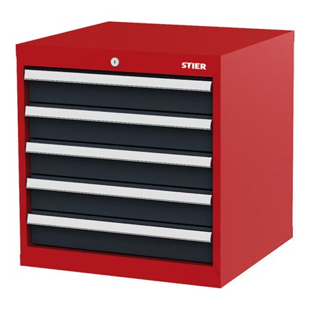 STIER Schubladenschrank mit 5 Schubladen BxTxH 600x575x620 mm rot/anthrazitgrau