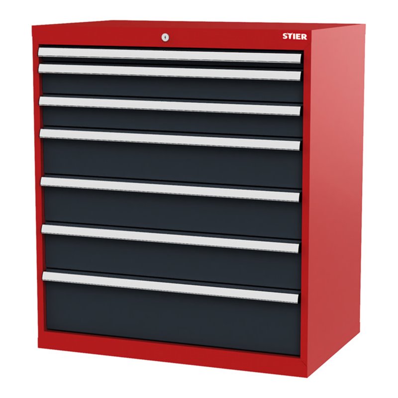 STIER Schubladenschrank mit 7 Schubladen BxTxH 900x575x1020 mm rot/anthrazitgrau