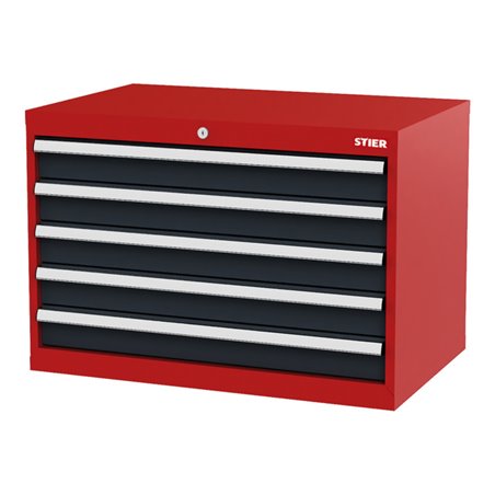 STIER Schubladenschrank mit 5 Schubladen BxTxH 900x575x620 mm rot/anthrazitgrau