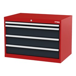 STIER Schubladenschrank mit 4 Schubladen BxTxH 900x575x620 mm rot/anthrazitgrau